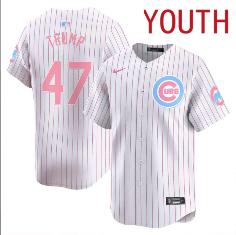 Youth Chicago Cubs #24 Bellinger 47 Trump white with red strips 2024 Nike MLB jersey->youth nfl jersey->Youth Jersey